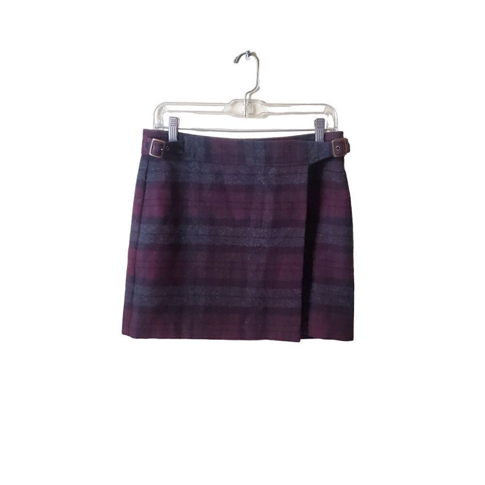 Lands' End Canvas Wool Plaid Wrap Skirt Schoolgirl Y2K Size 2